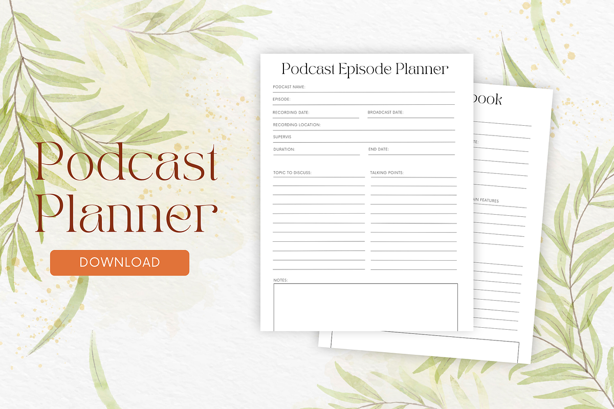 Podcast Planner Canva Template + PDF, a Stationery Template by Designbudy (Photo 3 of 7)