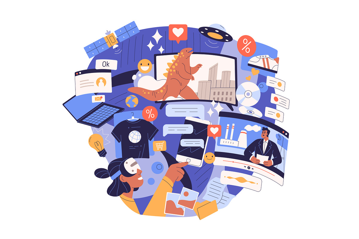 Information flow & overload concept, a Technology Illustration by Good Studio (Photo 3 of 3)