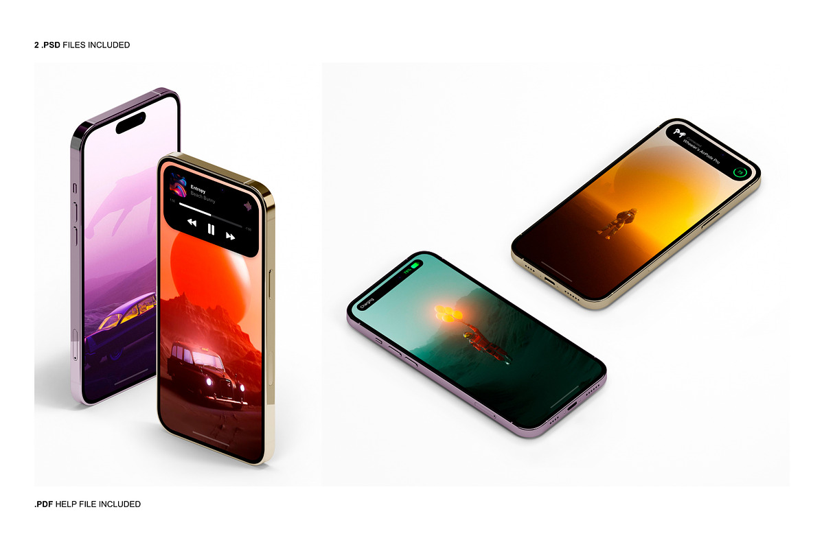 iPhone 14 Pro Mockup Set, an iPhone Mockup by Renderteam (Photo 2 of 7)