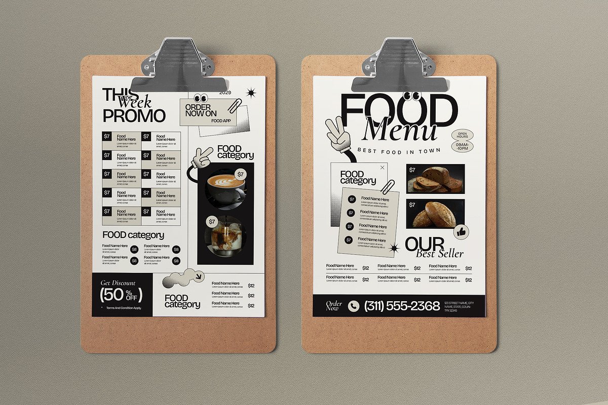 White Modern Retro Food Menu, a Flyer Template by graphicook (Photo 1 of 4)
