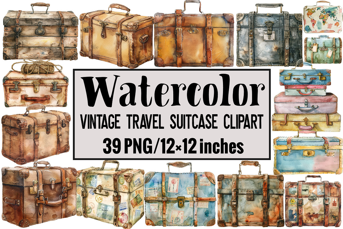 Vintage Travel Suitcase Clipart, an Illustration by Design Market (Photo 1 of 3)
