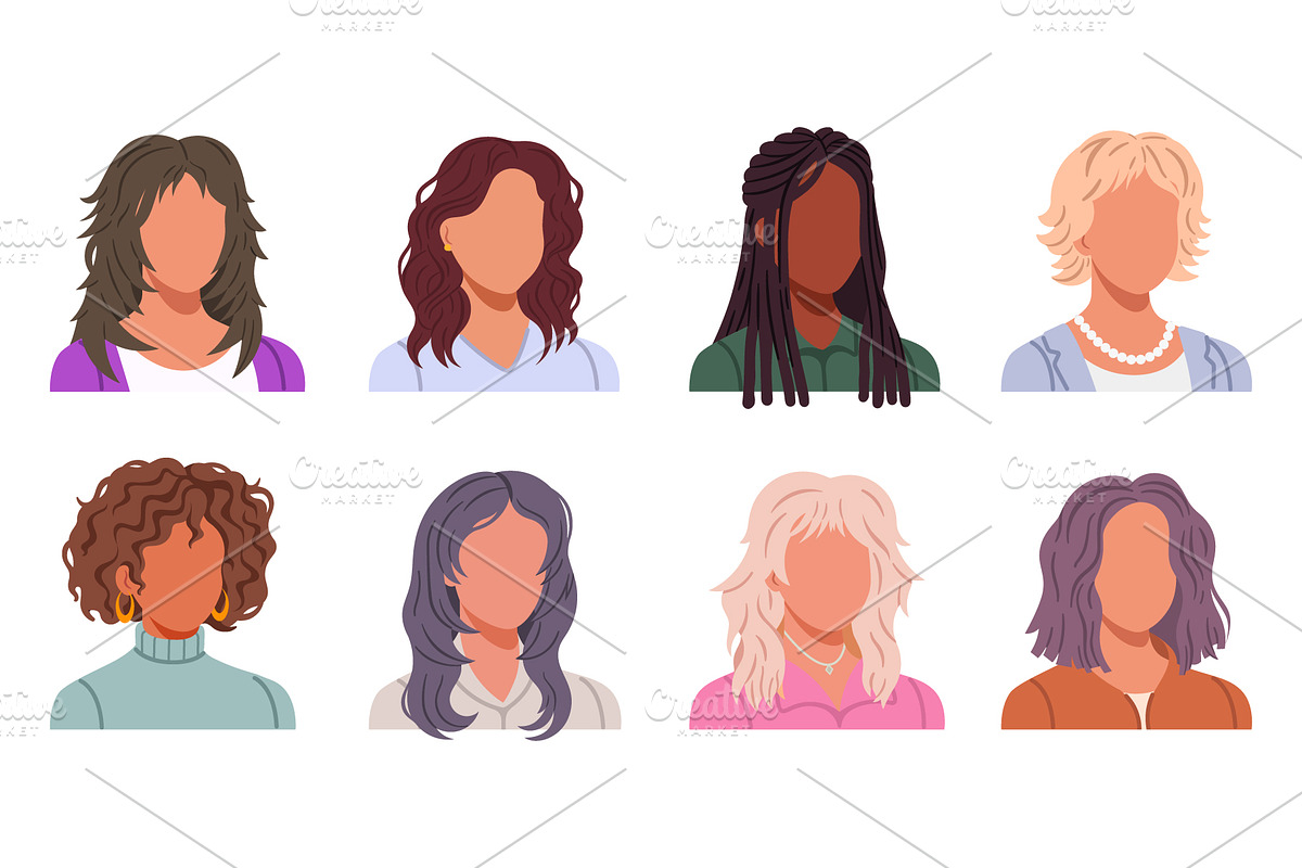 Collection of faceless female avatar, a Person Illustration by Yayasya (Photo 3 of 3)