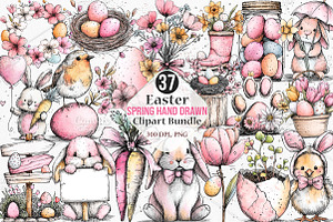 Easter Spring Hand Drawn Clipart PNG, an Illustration by Canvas Craft
