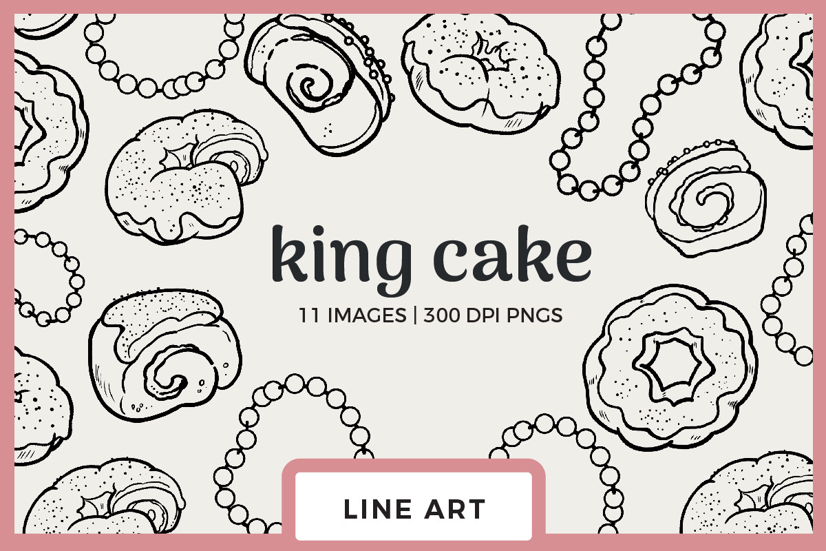 King Cake Line Art, a Seasonal Illustration by TheClipAtelier (Photo 1 of 3)