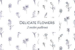 Engraved flowers seamless patterns, a Pattern Graphic by Good Studio