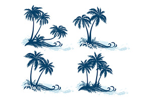 Landscapes, Palm Trees Silhouettes