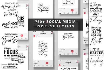 750+ Social Media Daily Post Bundle, an Arts & Entertainment Photo by Chipshpow Graphics
