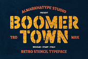 Boomer Town – Retro Mililtary, a Sans Serif Font by Almarkhatype (Thumbnail 1 of 11)