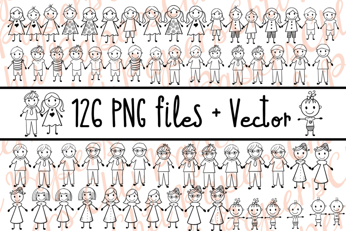 Stick Figure Clipart Figure Family, a Person Illustration by chilipapers, image size:1200x800