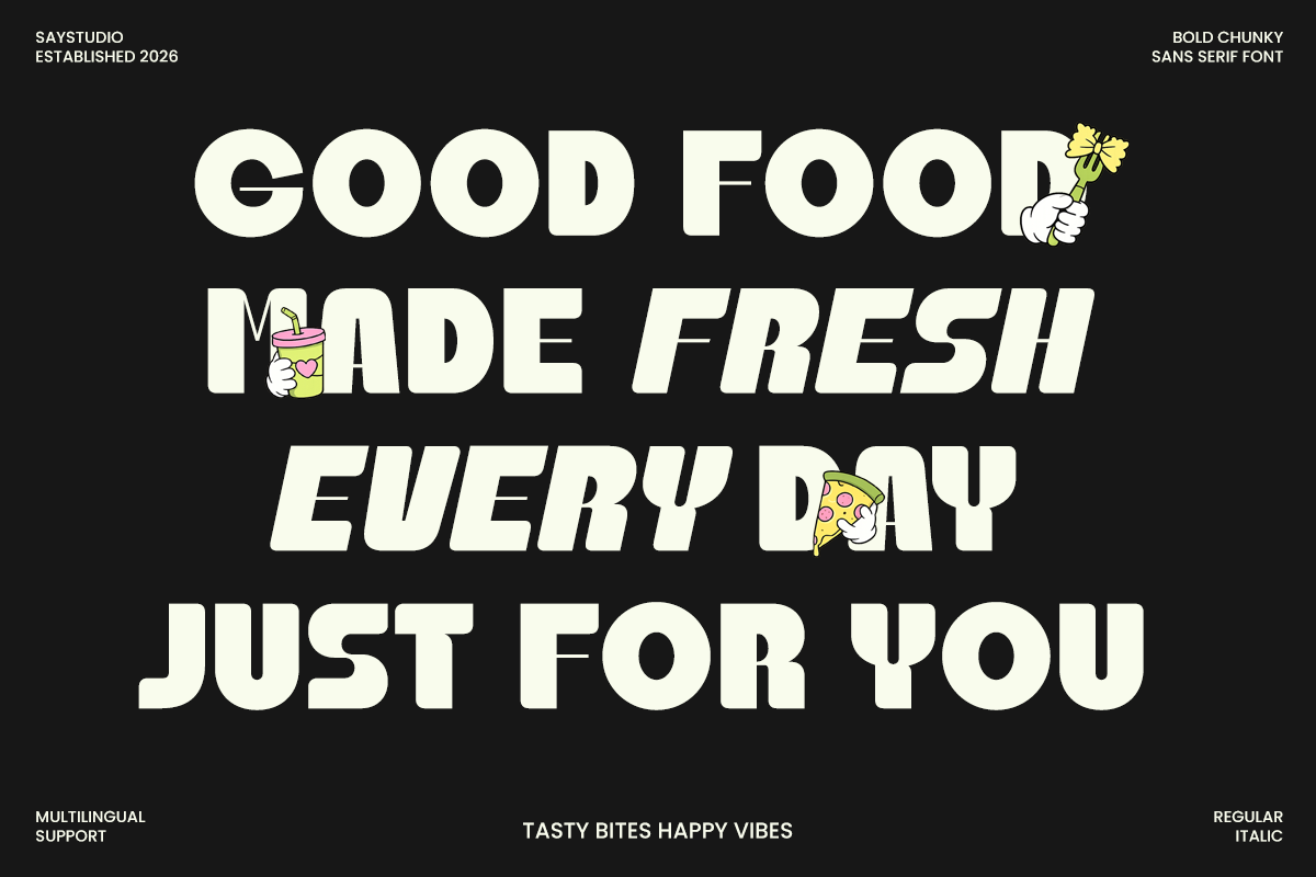 Sogra – Bold Food Packaging Font, a Sans Serif Font by Say Studio (Photo 7 of 10)