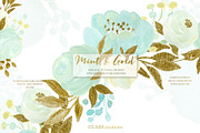 Mint and Gold. Watercolor flowers, an Illustration by LABFcreations (Thumbnail 6 of 7)