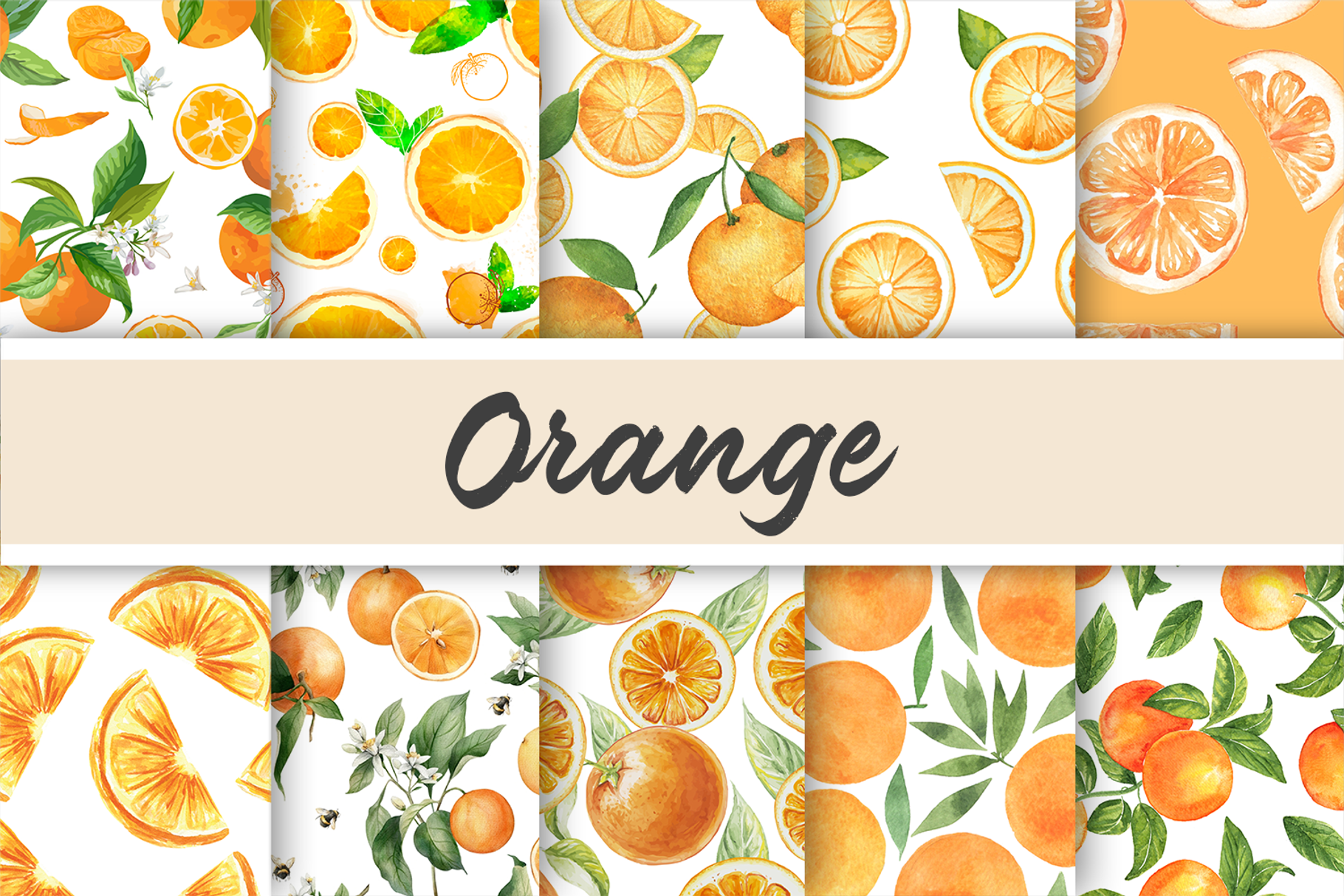 Watercolor Oranges Digital Papers, an Arts & Entertainment Photo by AdriOP