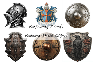 Prompt Medieval Shield Clipart, a Decorative Illustration by Creative design