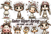 Whimsical Easter Clipart Spring face, an Illustration by one-touch (Thumbnail 1 of 7)