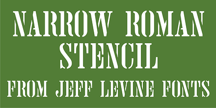 Narrow Roman Stencil JNL, a Serif Font by Jeff Levine Fonts