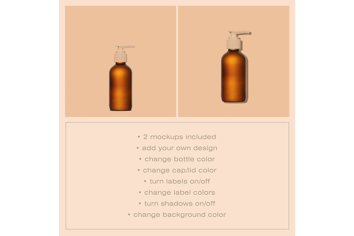 Amber Cosmetic Pump Bottle Mockup, a Cups & Container Mockup by Copal (Photo 2 of 16)