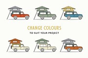 Vintage Land Rover with rooftop tent, a Transportation Illustration by the cabin supply co (Thumbnail 2 of 3)