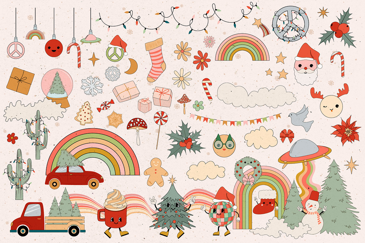 Holly Jolly Groovy Christmas, a Seasonal Illustration by Mio Buono (Photo 8 of 13)