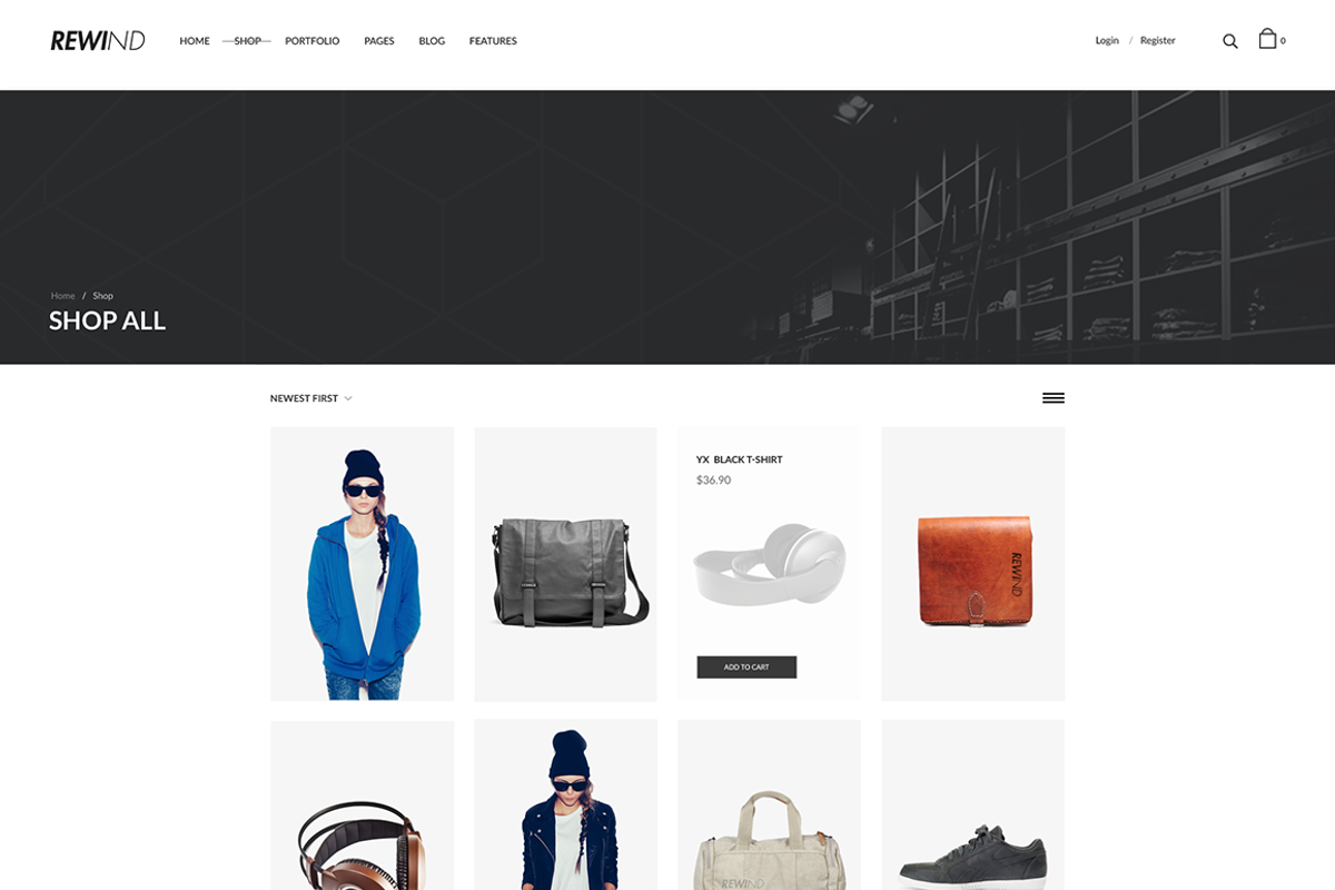 Rewind-eCommerce Fashion Bootstrap, a Bootstrap Template by IwThemes (Photo 4 of 8)