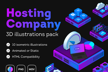Hosting Company 3D Isometric Pack