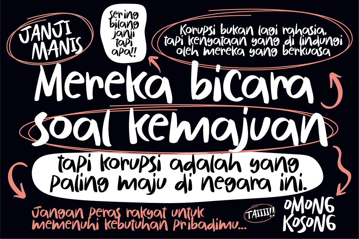 Tulisan Ngawur Playful Handwritten, a Handwritten Font by Ronny Studio (Photo 2 of 8)