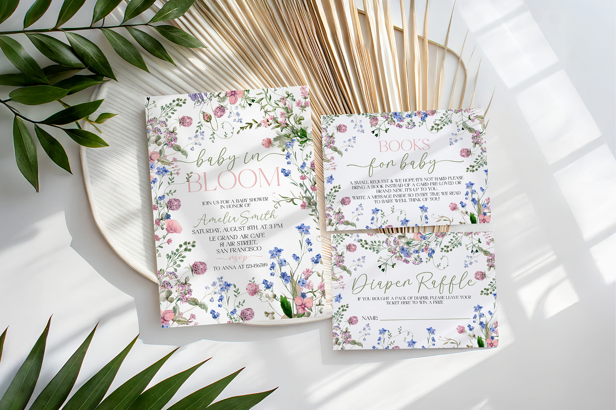 Baby in Bloom Shower Mega Bundle, an Invitation Template by Digital_Mind (Photo 8 of 9)