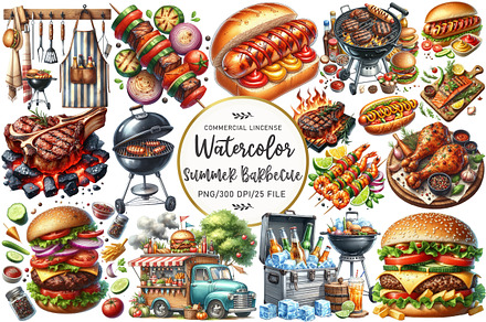 Summer Barbecue Day Clipart, an Illustration by OK Design