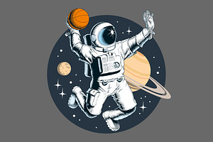 Astronaut Playing Basketball