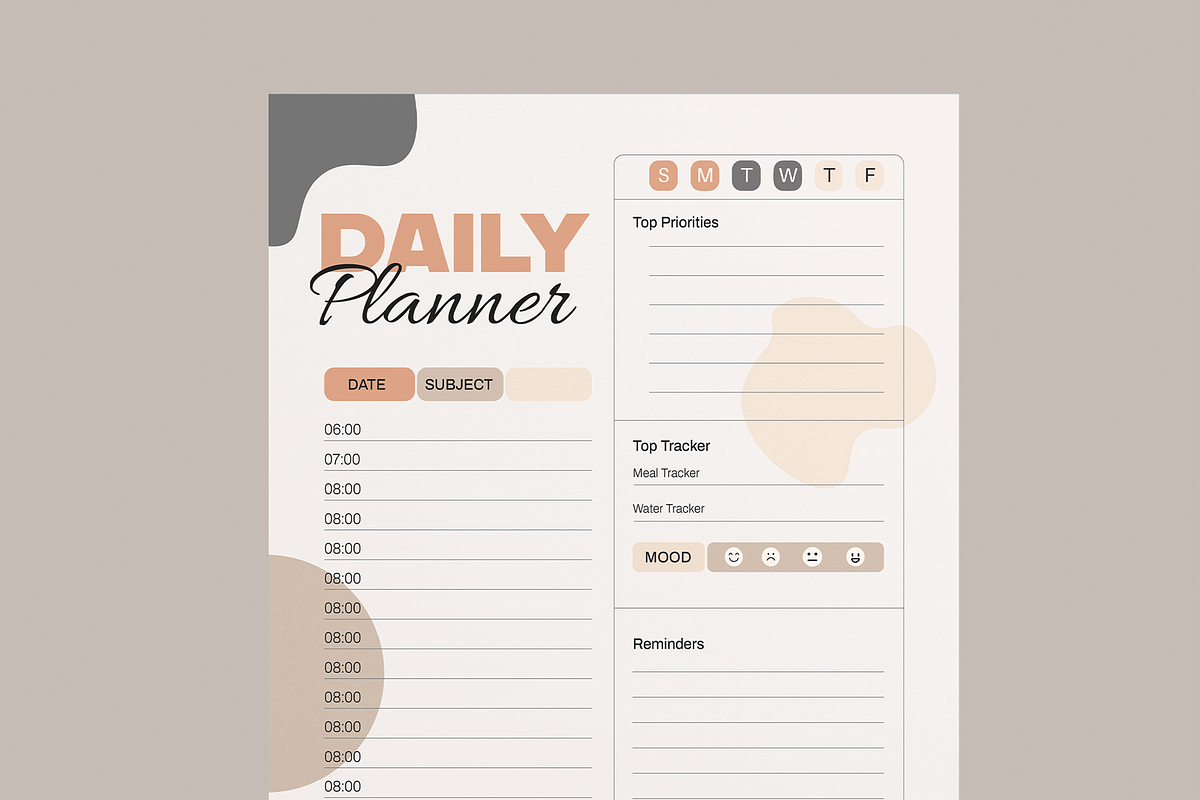 Daily Planner Template, a Stationery Template by MightyDesign (Photo 4 of 8)