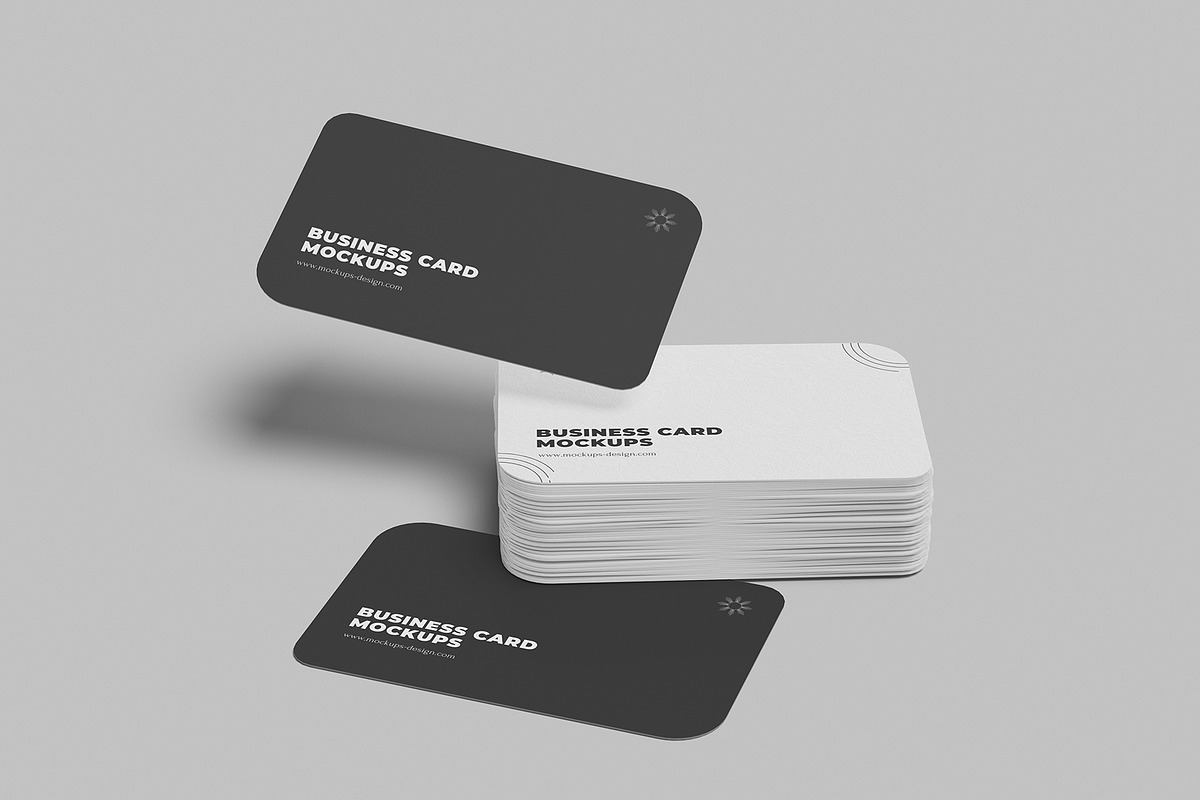 Round Edges Business Card Stack Mock, an Advertising Mockup by Pexelcorner (Photo 2 of 5)