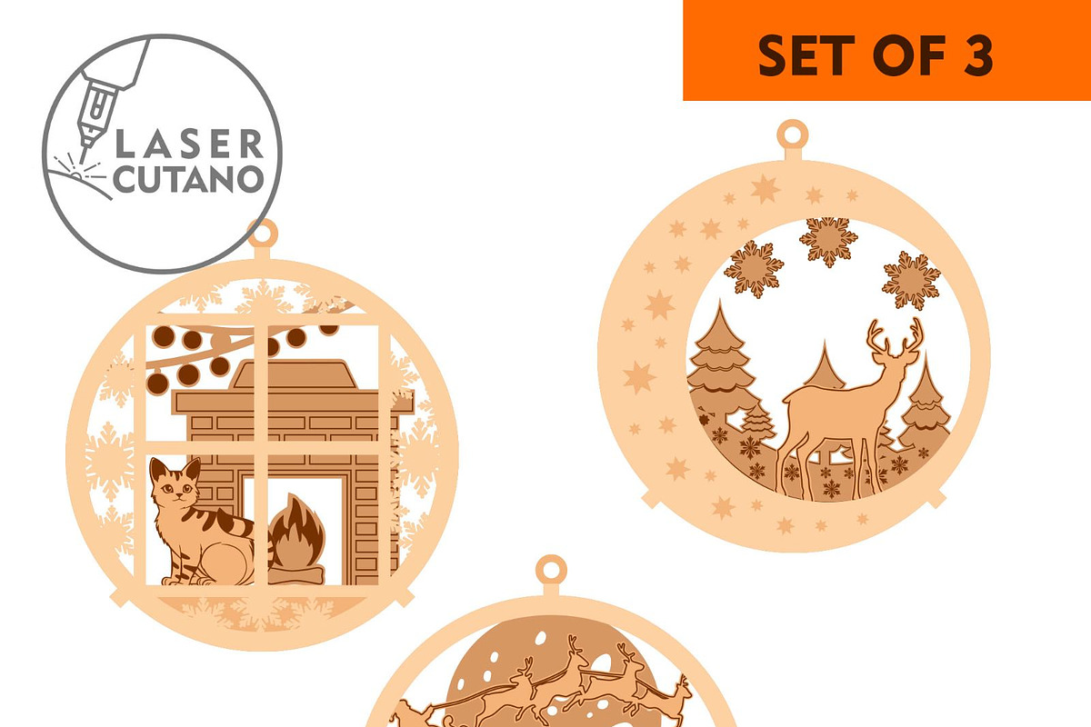 CHRISTMAS ORNAMENTS Multilayer File, a Templates & Theme by LaserCutano (Photo 8 of 10)