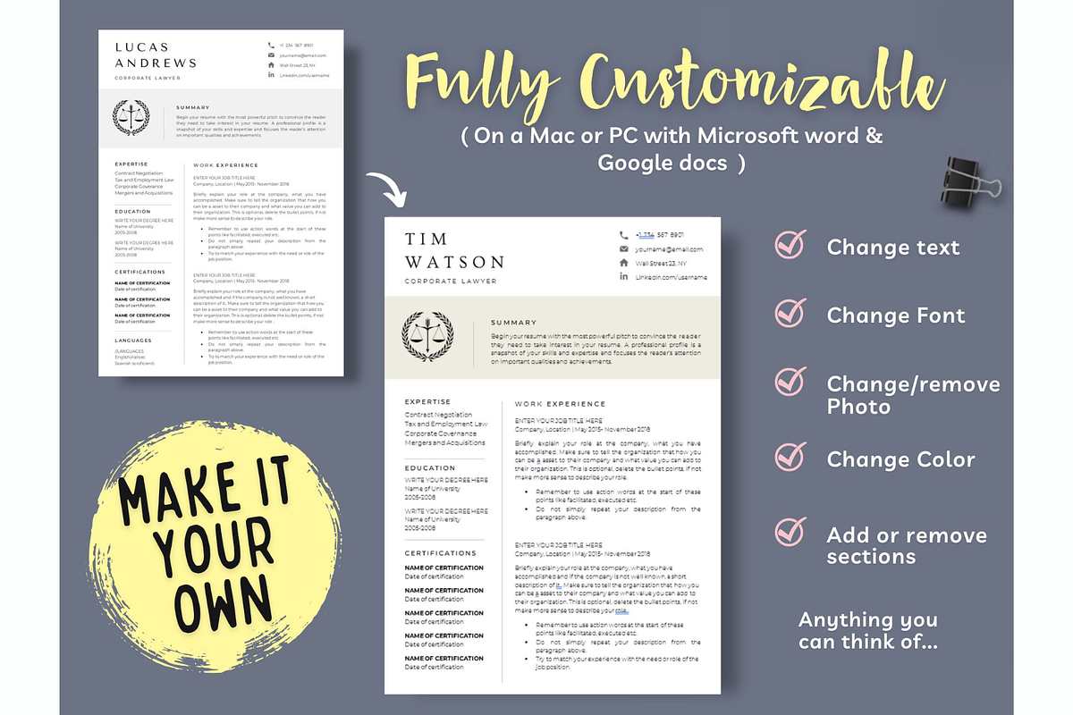 Paralegal resume template for lawyer, a Resume Template by Climbwithelevator (Photo 4 of 10)