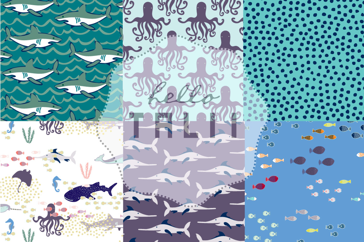 Ocean Creatures Digital Paper, a Pattern Graphic by Hello Talii (Photo 2 of 3)