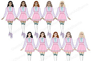 Kawaii Girl Clipart | Planner Girl, a Person Illustration by GlamArtZhanna (Thumbnail 3 of 5)