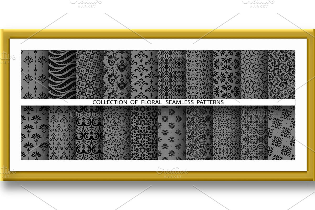 Geometric floral set patterns, a Pattern Graphic by RODINA (Photo 2 of 3)