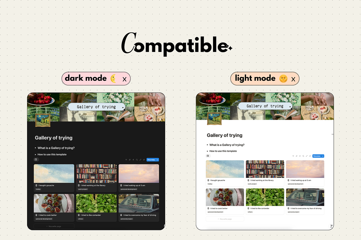 Gallery of trying - Notion template preview 6