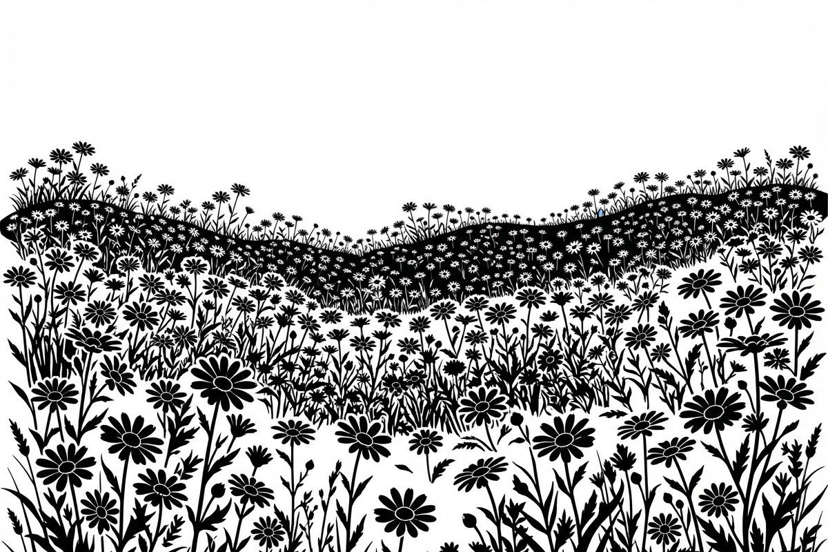 60 Daisy Flower Field Silhouette, a Seasonal Illustration by Amazin_art (Photo 13 of 28)