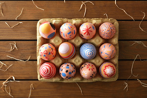 Colorful Hand-Painted Easter Eggs in Carton, a Holiday Photo by Davizro's Market