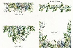 Watercolor Greenery Clipart