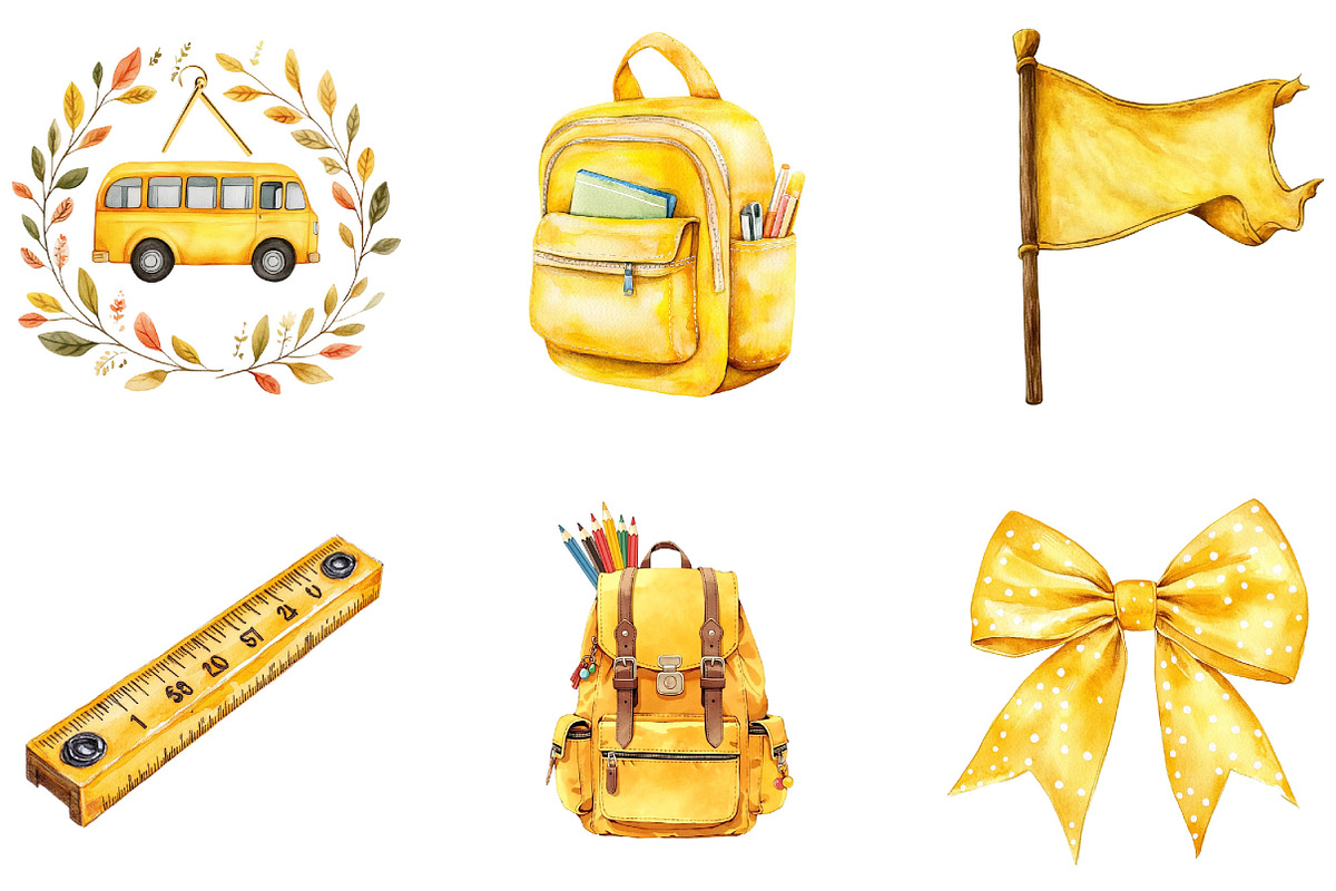 Journal Cute Yellow School Clipart, a Seasonal Illustration by Designking (Photo 3 of 4)