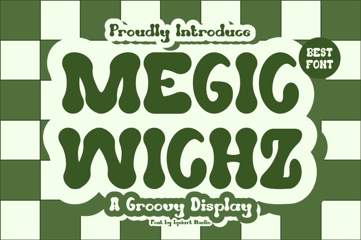 Megic Wichz - Groovy Retro Font, a Sans Serif Font by Iqsiart Studio (Photo 1 of 6)
