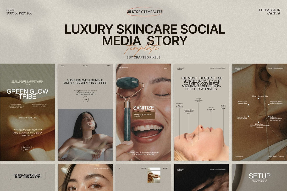 Aesthetic Skincare Canva Stories