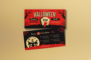 Flat Design Halloween Sale Voucher