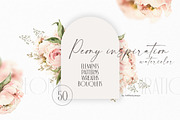 Peony inspiration Watercolor clipart, an Object Illustration by ArtMaslyana (Thumbnail 1 of 7)