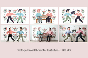 Vintage Floral Character, a Person Illustration by StockVerse Creative