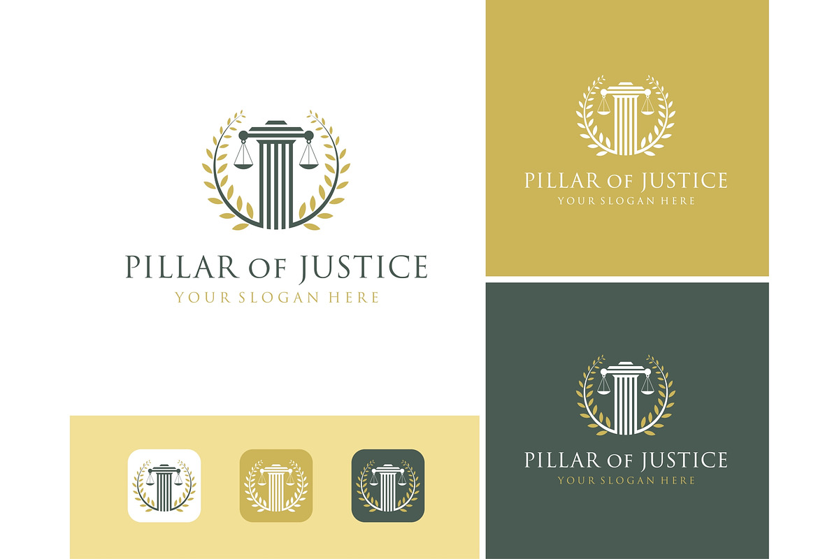 Pillar Justice Scale Wreath Logo, a Branding & Logo Template by ika trisiana