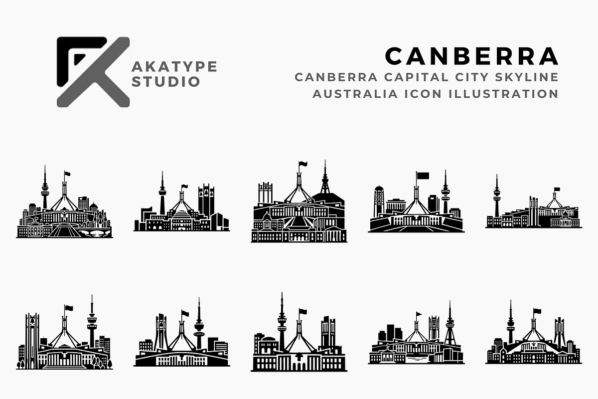 Canberra Skyline Icons, a Solid Icon by Akatype Studio (Photo 1 of 3)