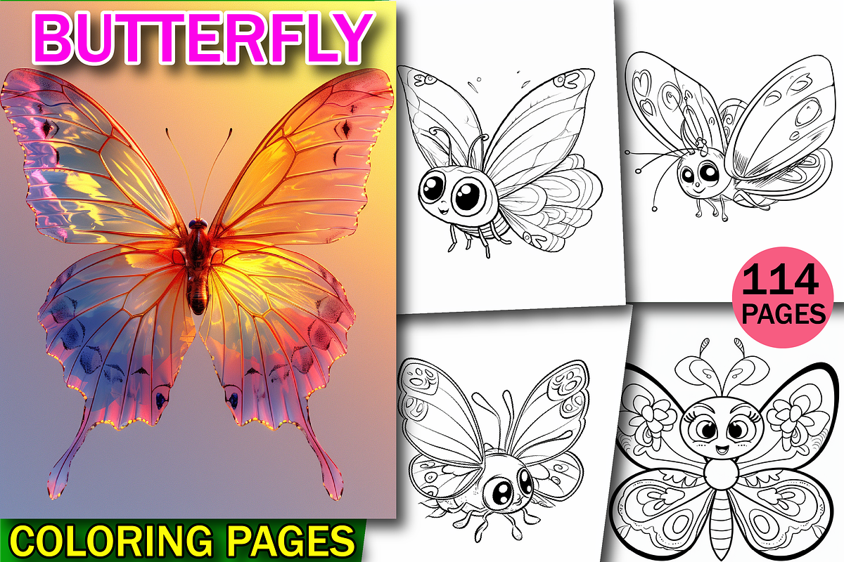 Butterfly Coloring Pages for Kids 2, an Animal Illustration by Design Zone (Photo 1 of 7)
