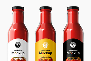 Glass Sauce Bottle PSD Mockup