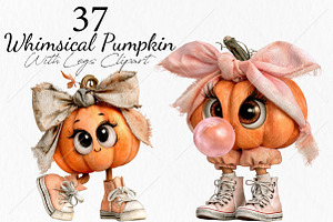 Whimsical Pumpkin With Legs Clipart, a Seasonal Illustration by Canvas Craft